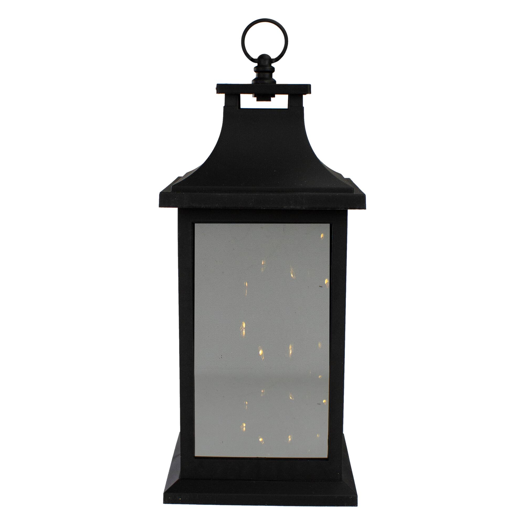12" Black LED Lantern with Flickering Light